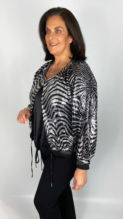 Sequin glamour jacket (Silver/Black) by Malissa J