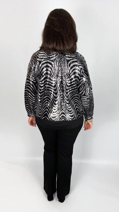 Sequin glamour jacket (Silver/Black) by Malissa J