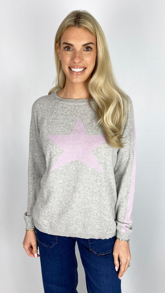 Cashmere mix contrast star & stripe jumper | 4 Colours | last 1s