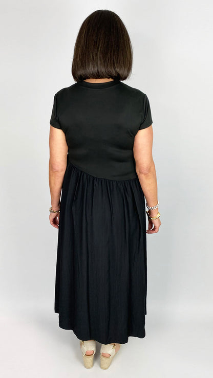 Stretch jersey feel bodice cap sleeve maxi dress | 3 Colours