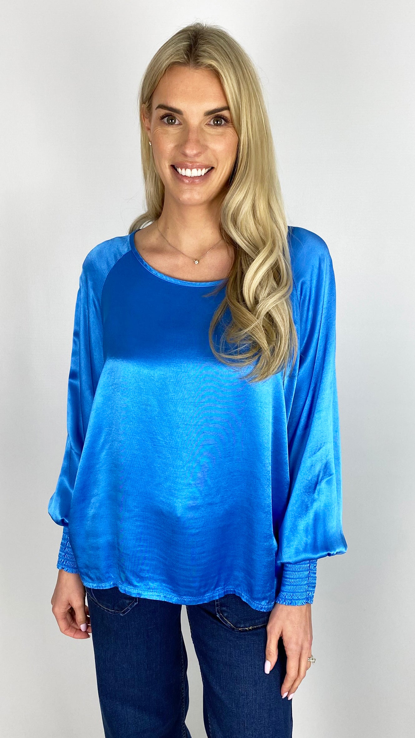 Satin round neck top | 3 Colours
