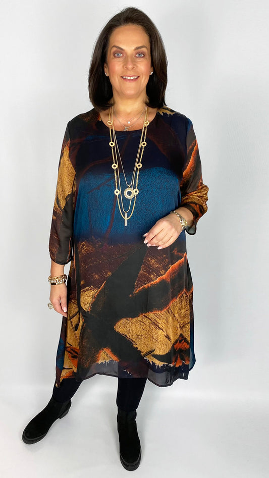 Dipped side tunic dress (Autumnal) - last 1s