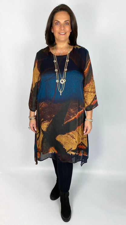 Dipped side tunic dress (Autumnal)