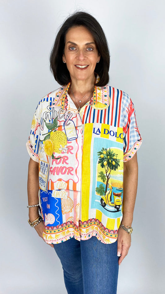 Bright print oversized shirt | 2 Colours