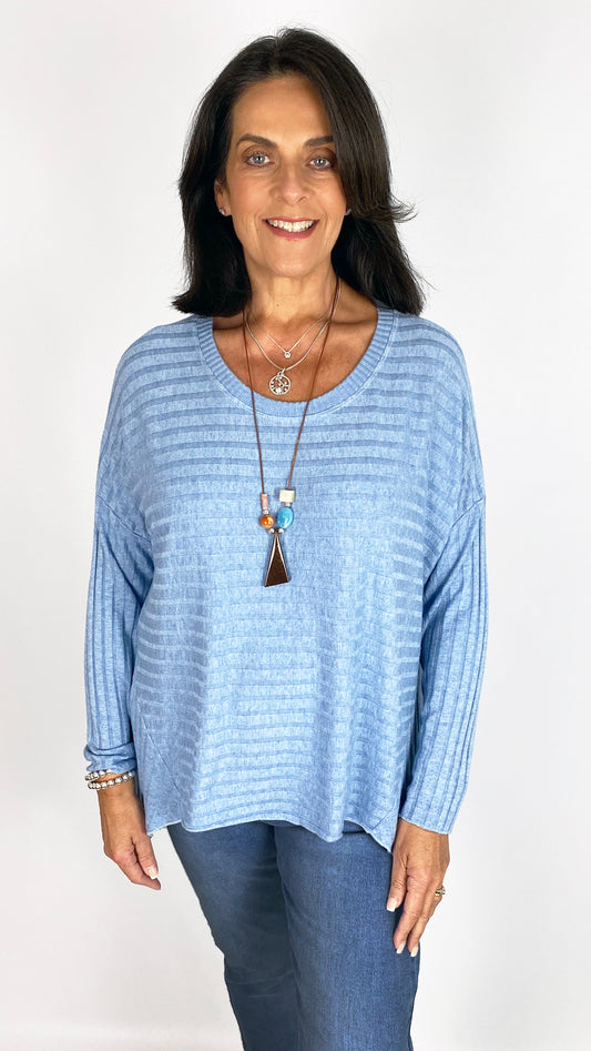 Ribbed lightweight knit hi-low top | 9 Colours | Necklace included