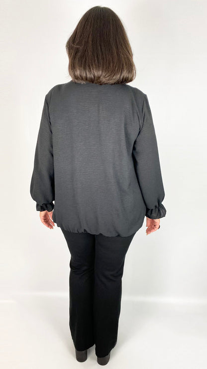 Gathered sleeve & hem v-neck top (6 Colours) - last 1s