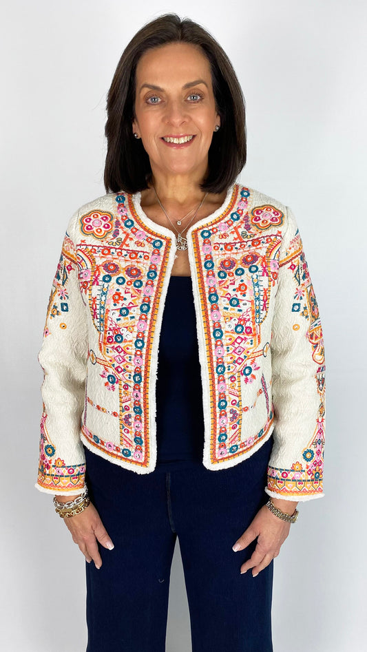 Embellished embroidered jacket | Cream M/L | last 1