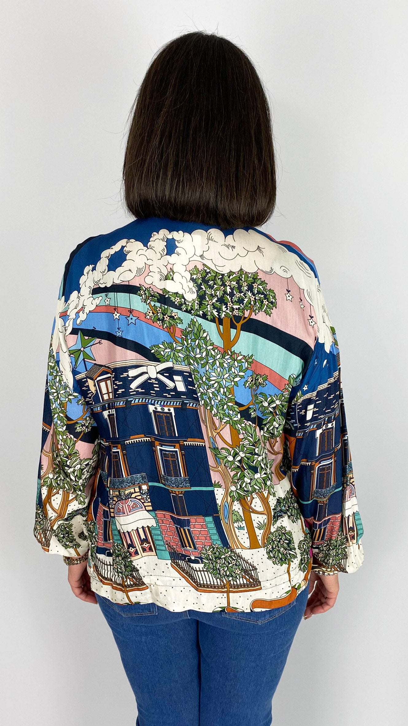 Silk mix zip-through print bomber jacket | 2 Colours