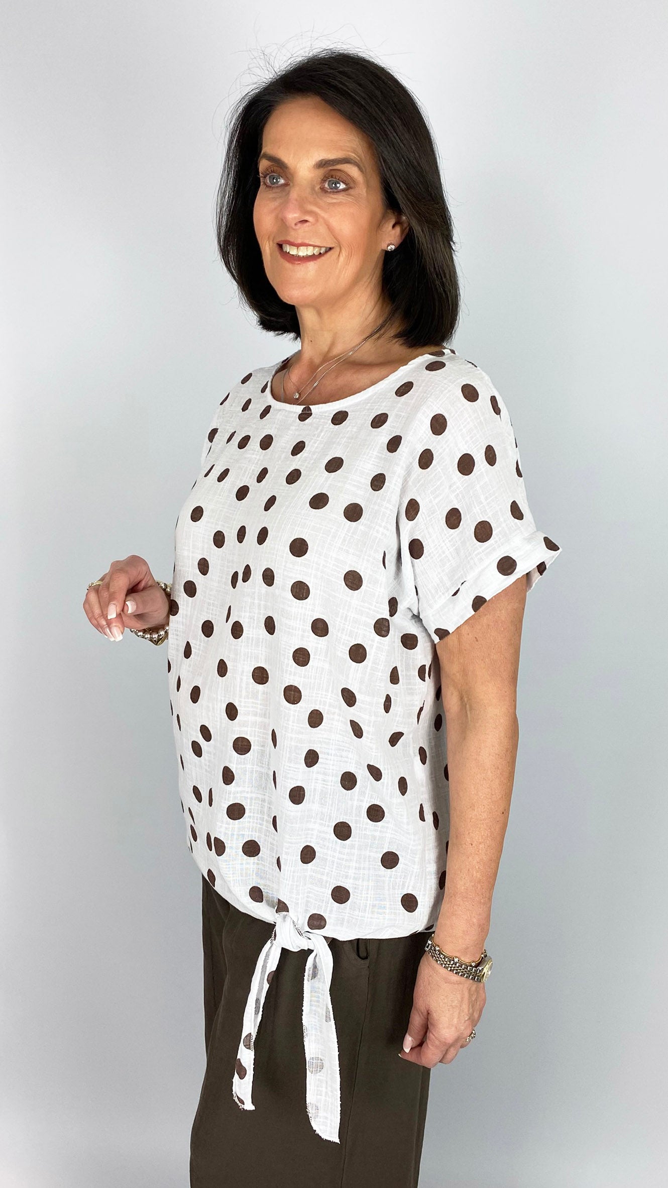 Polka dot tie side cotton top | 6 Colours