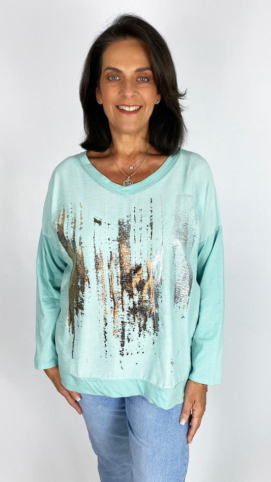 V-neck metallic foiled top | 6 Colours | last 1