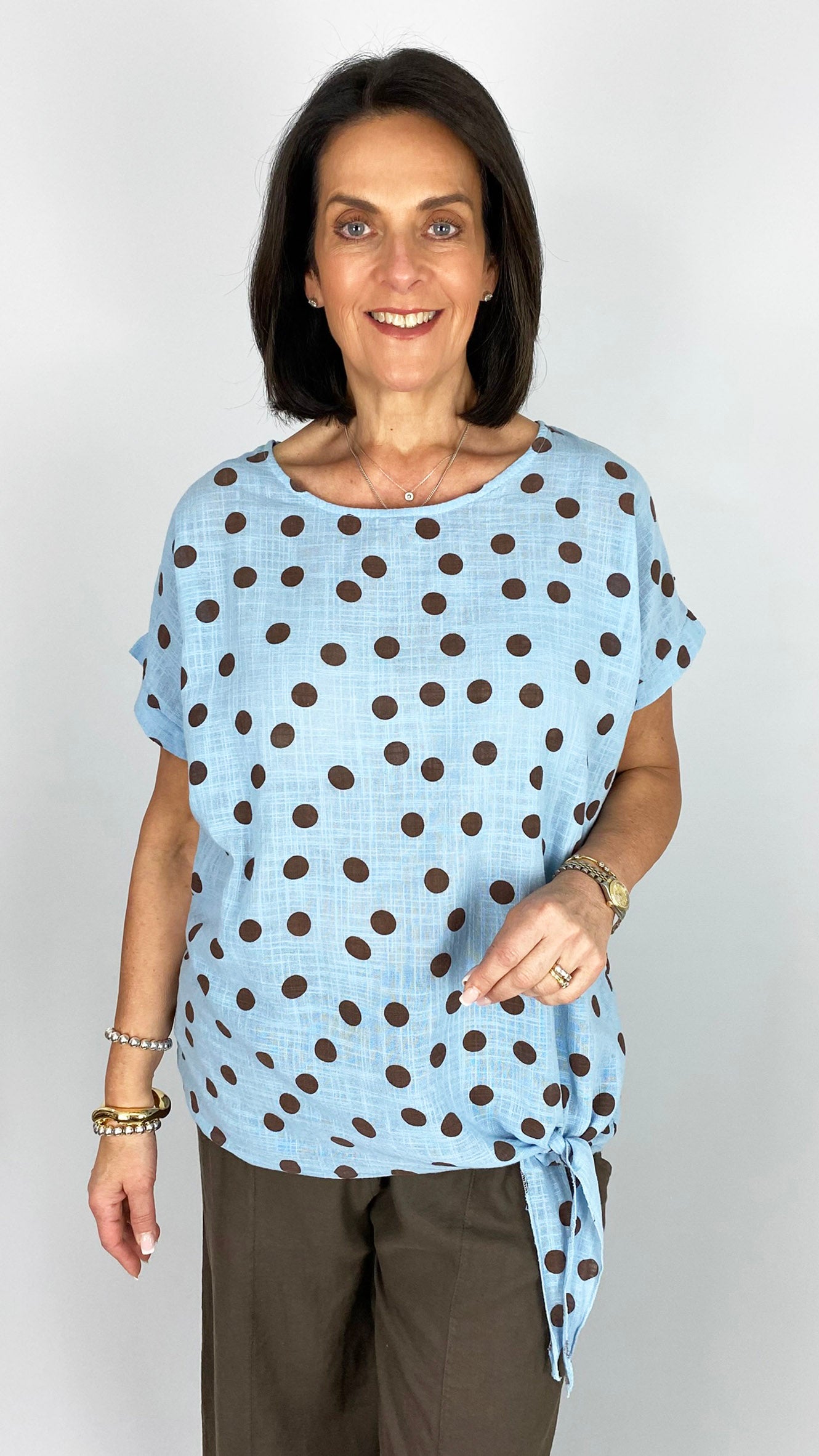 Polka dot tie side cotton top | 6 Colours