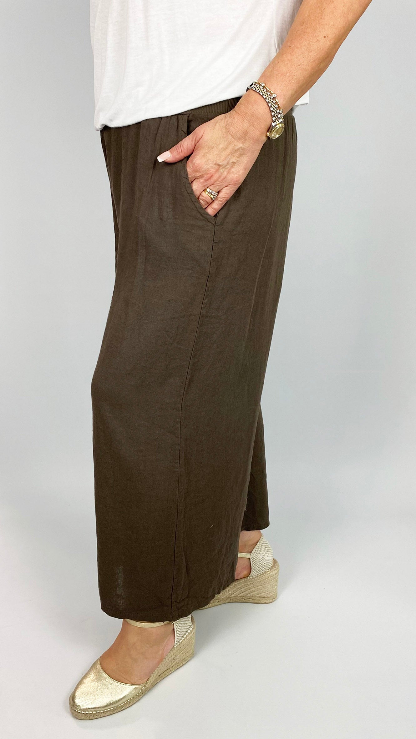 Linen & cotton mix ankle grazer wide-leg trousers | 5 Colours
