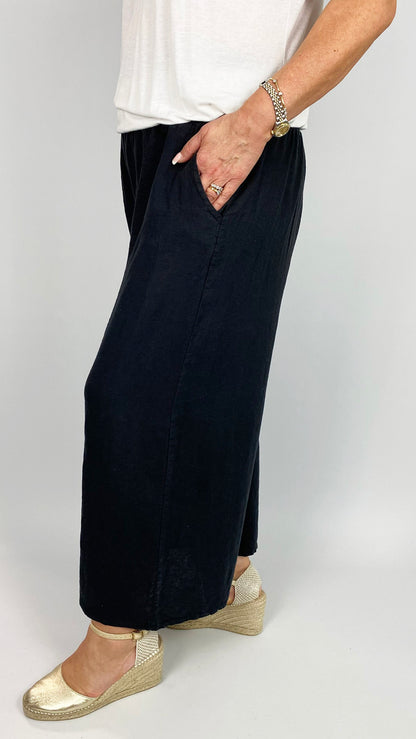 Linen & cotton mix ankle grazer wide-leg trousers | 5 Colours
