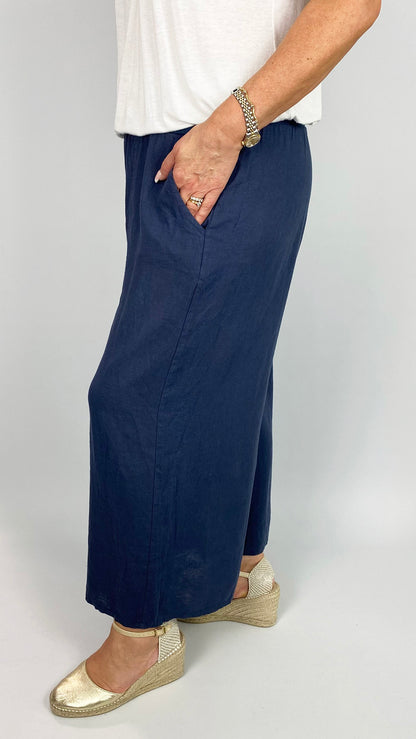 Linen & cotton mix ankle grazer wide-leg trousers | 5 Colours
