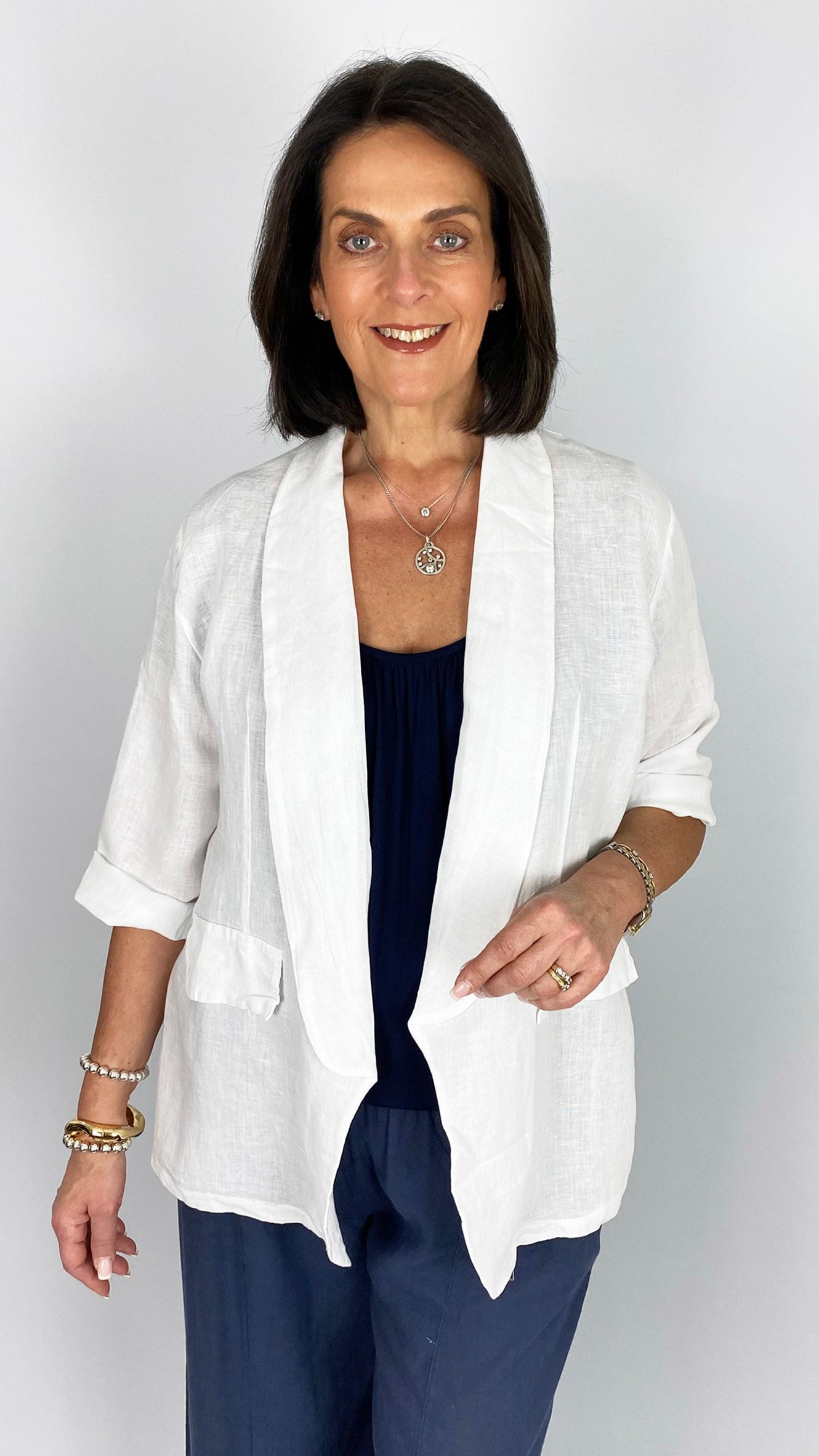 Linen edge-to-edge jacket | 6 Colours