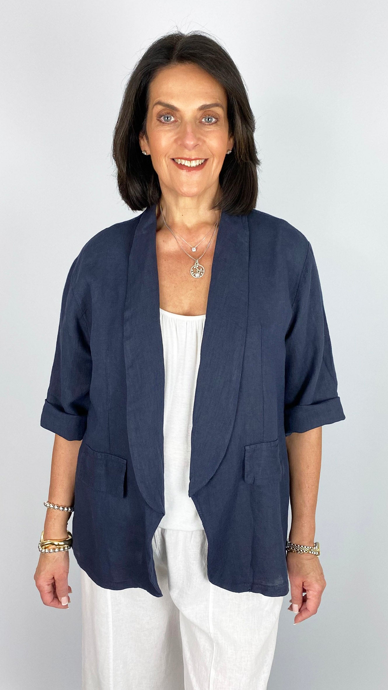 Linen edge-to-edge jacket | 6 Colours