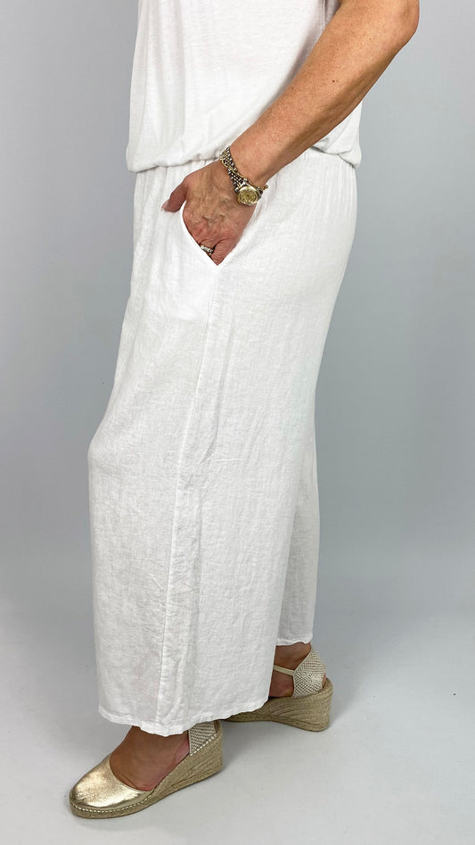 Linen & cotton mix ankle grazer wide-leg trousers | 5 Colours