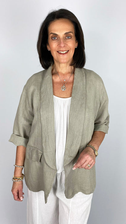Linen edge-to-edge jacket | 6 Colours