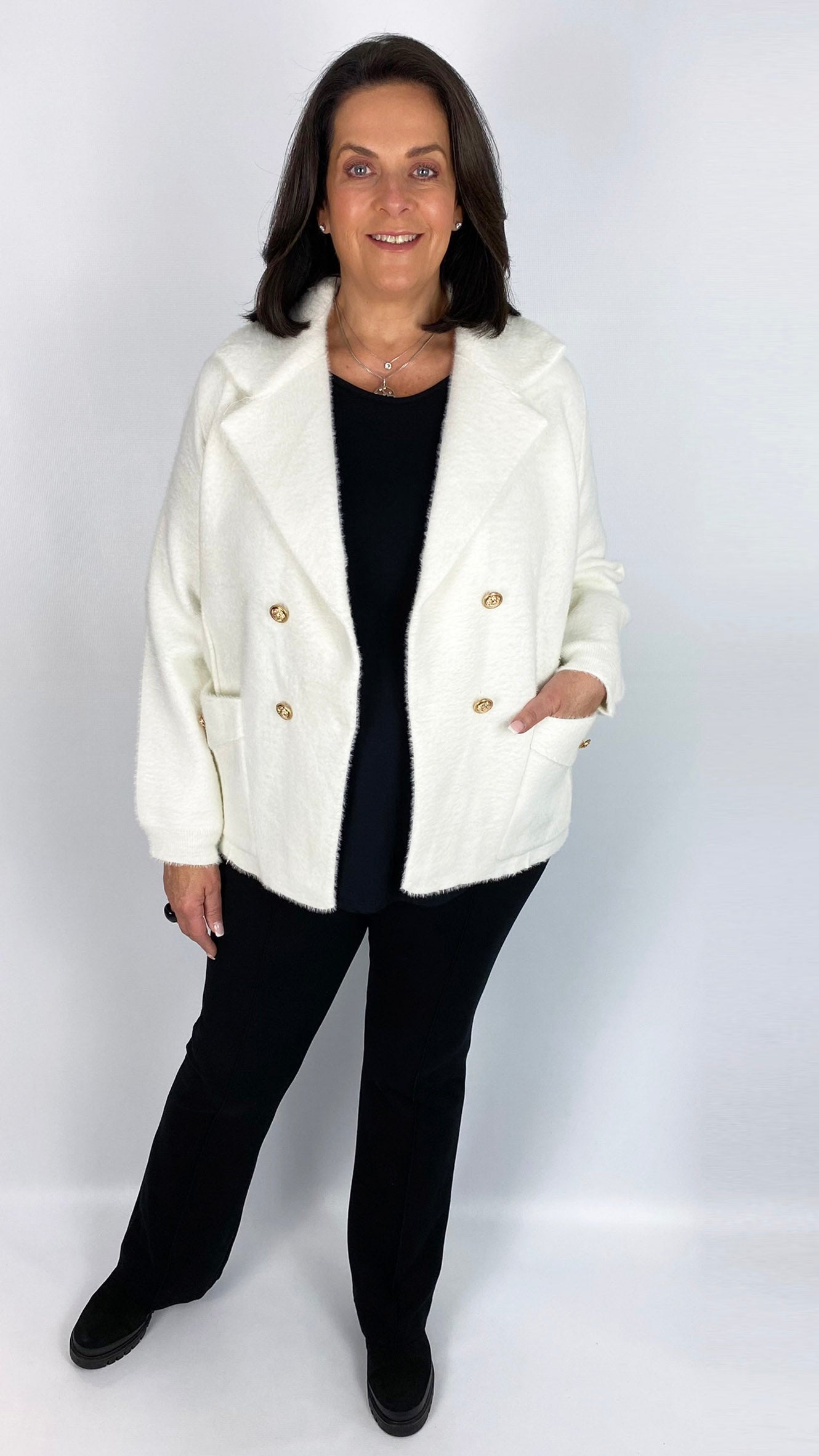 Chenille double breasted blazer style jacket (2 Colours)