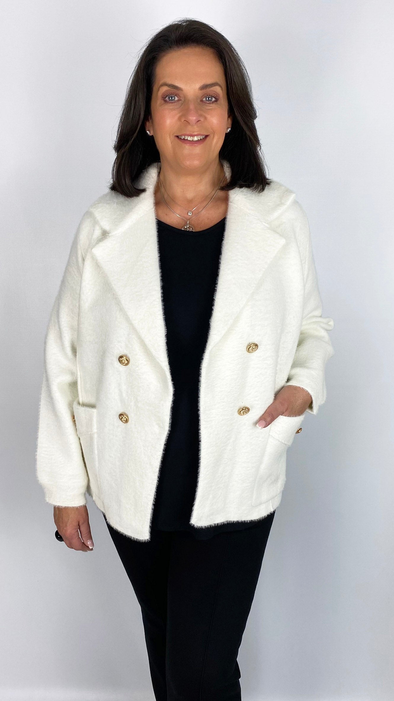 Chenille double breasted blazer style jacket (2 Colours)