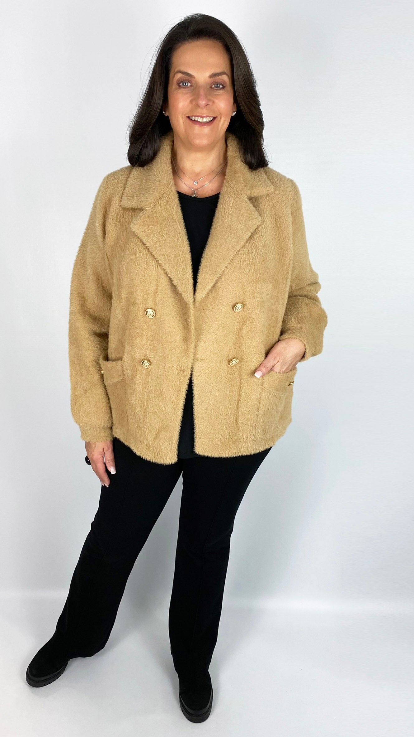 Chenille double breasted blazer style jacket (2 Colours)