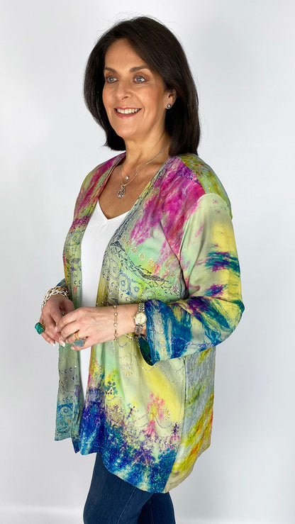 Unique silk print & embellished saree jacket | 2 Colours | last 1