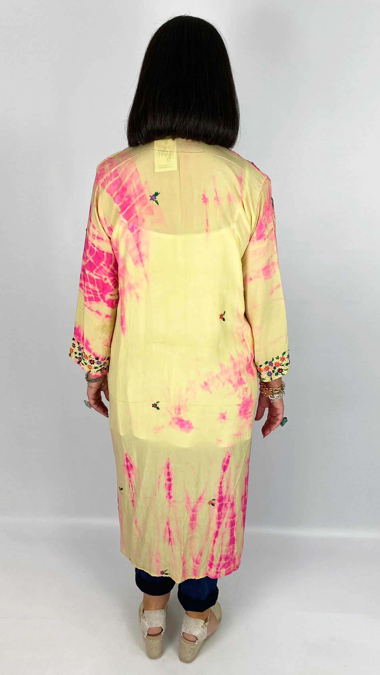 Longer-length unique silk print & embellished saree jacket | 2 Colours