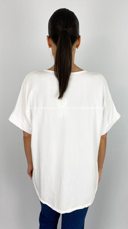 Sequin & boucle palm tree v-neck t-shirt | 4 Colours