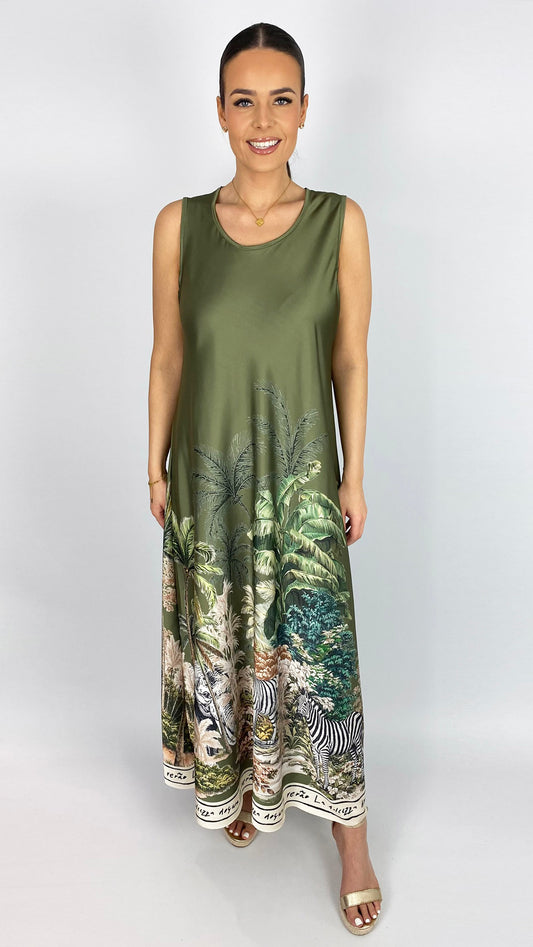 Safari print satin dress| 6 Colours