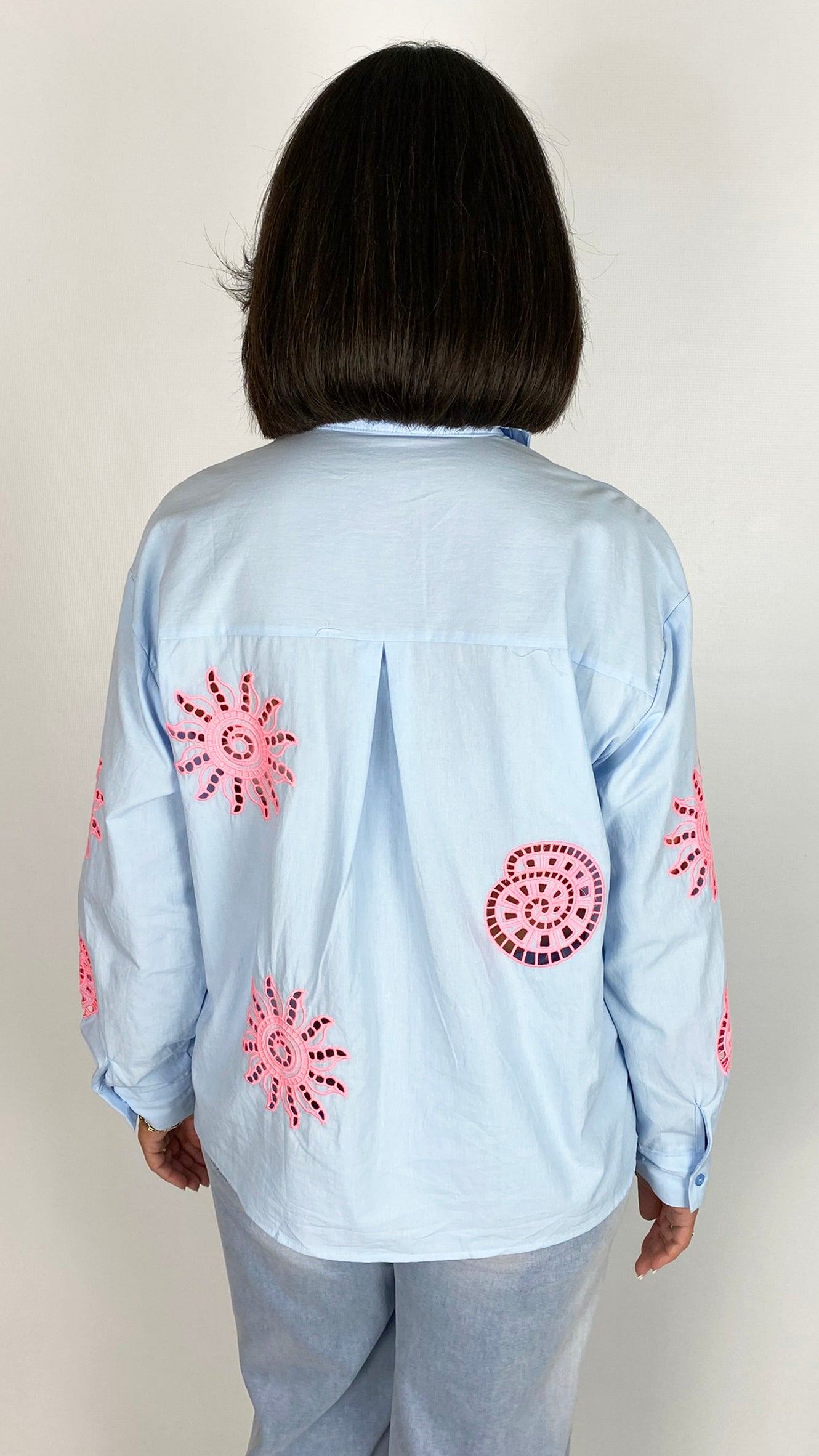 Cotton laser cut embroidered shirt | 2 Colours