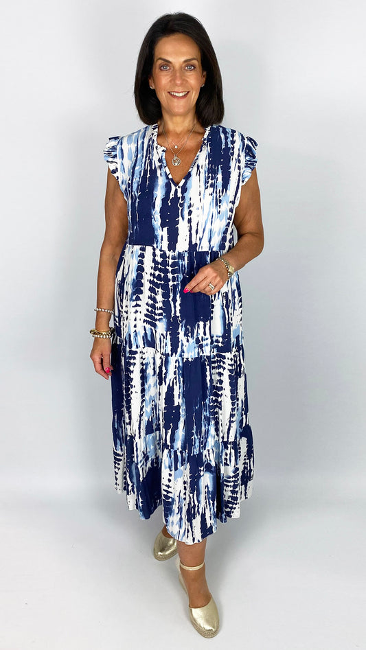 Brushstroke print tiered maxi dress | 6 Colours