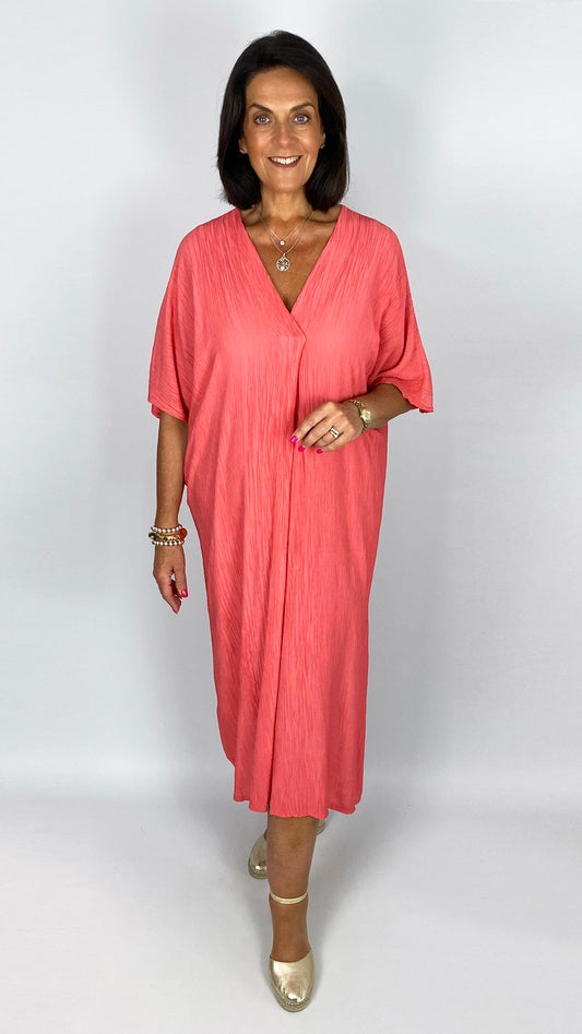 V-neck crinkle dress | 4 Colours