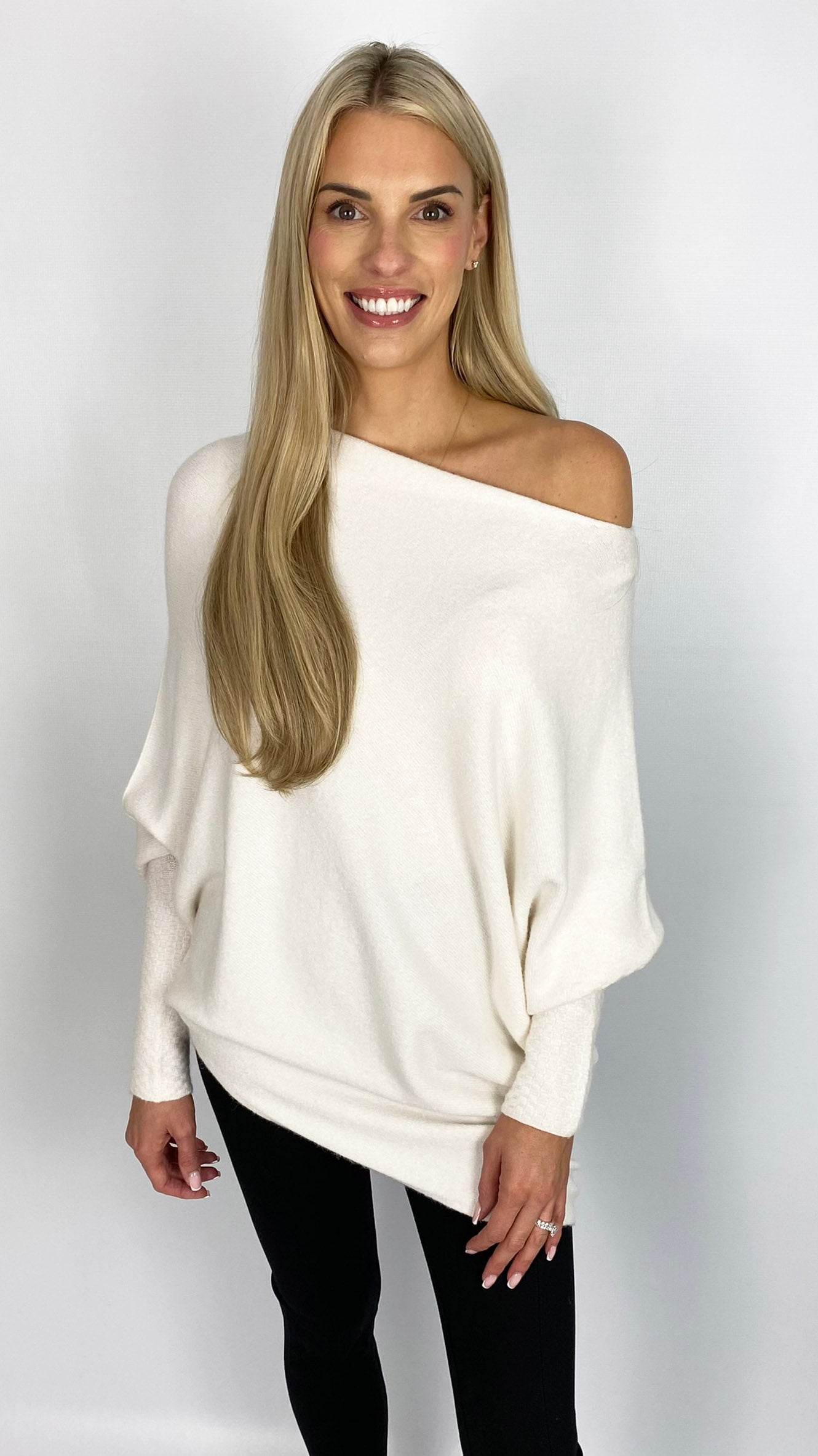 Soft asymmetric on/off the shoulder jumper (5 Colours)