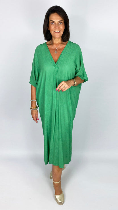 V-neck crinkle dress | 4 Colours