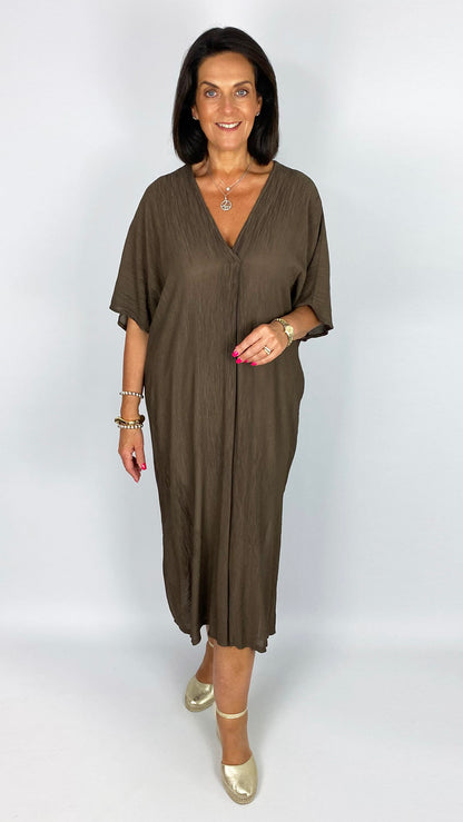 V-neck crinkle dress | 4 Colours