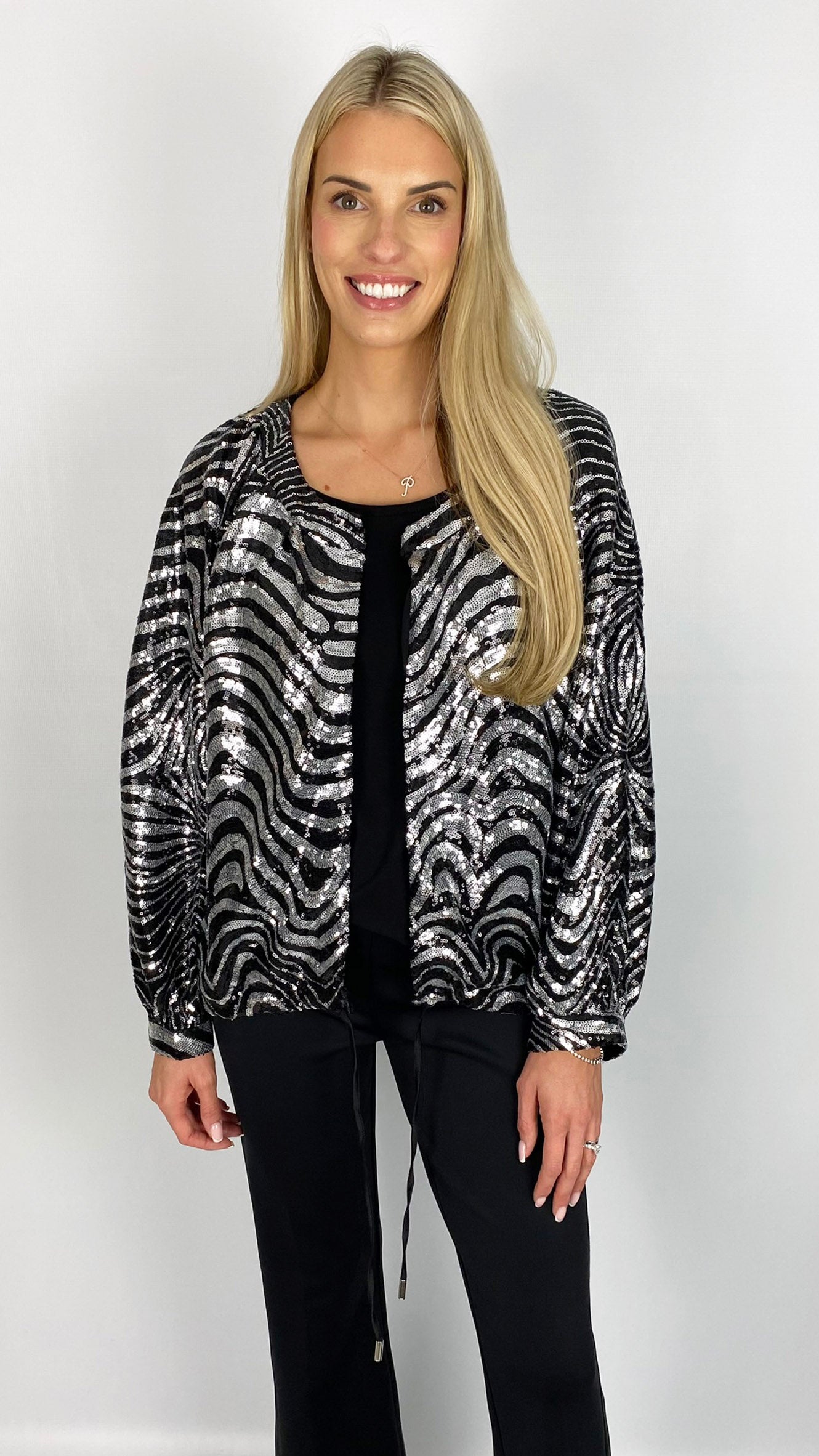 Sequin glamour jacket (Silver/Black) by Malissa J