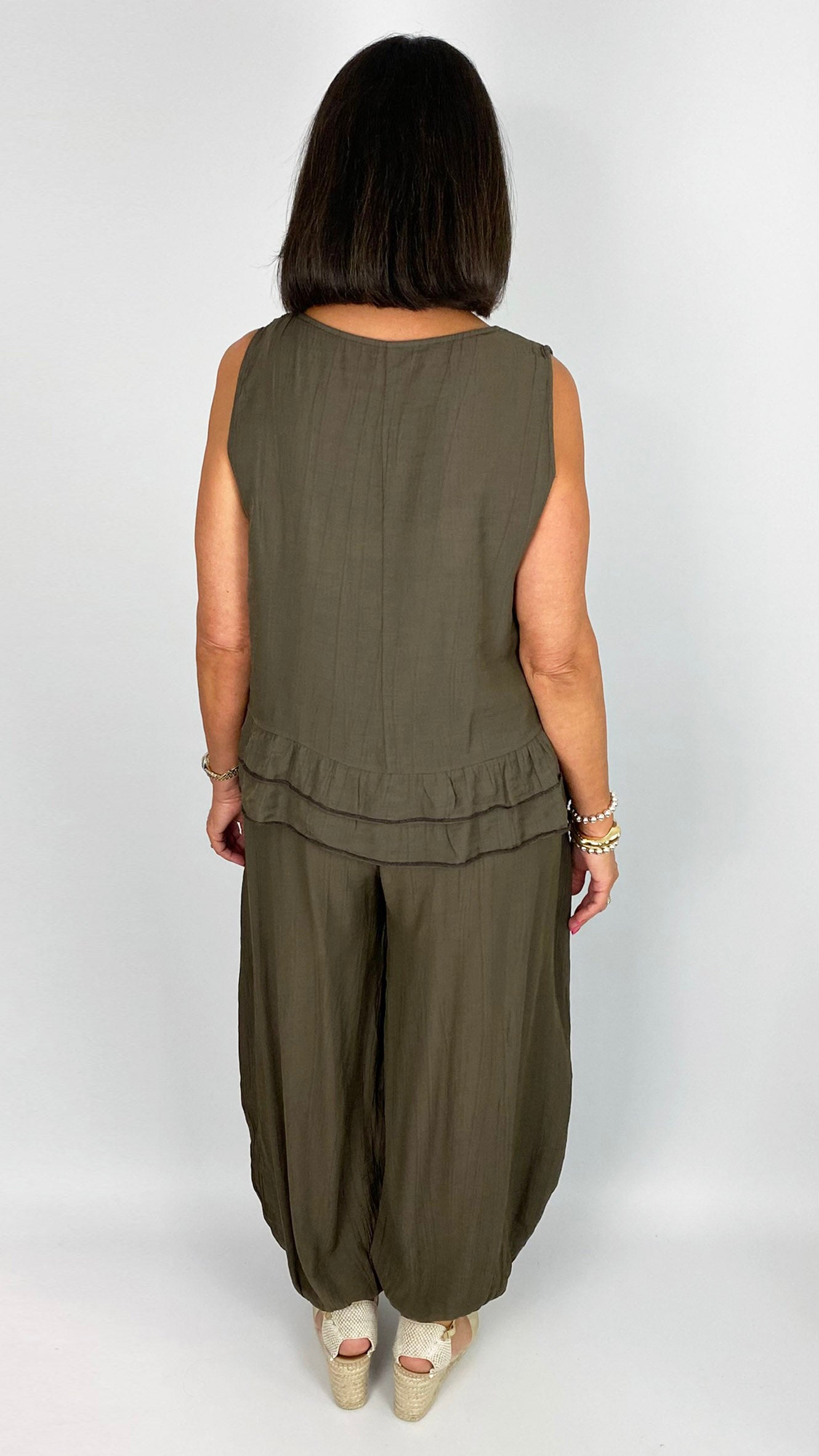 Frill hem top & harem pant set | 4 Colours