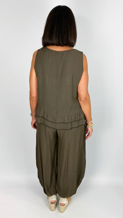 Frill hem top & harem pant set | 4 Colours