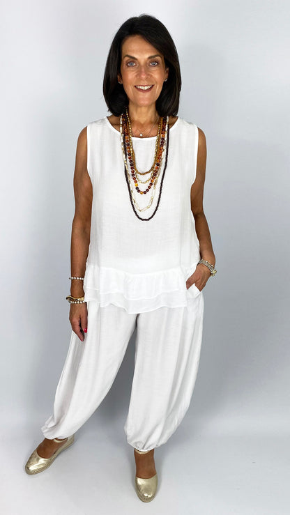 Frill hem top & harem pant set | 4 Colours