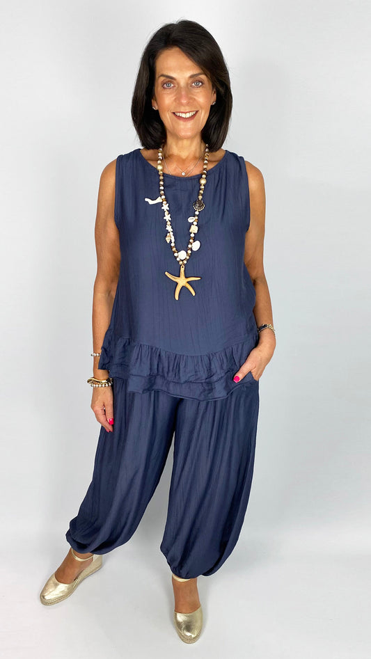 Frill hem top & harem pant set | 4 Colours | last 1