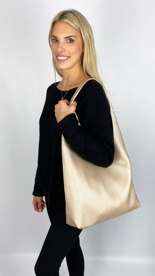 Metallic faux leather 2-in-1 tote bag (2 colours)