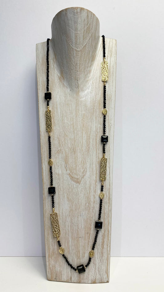 Rosie long necklace (Black/Gold)