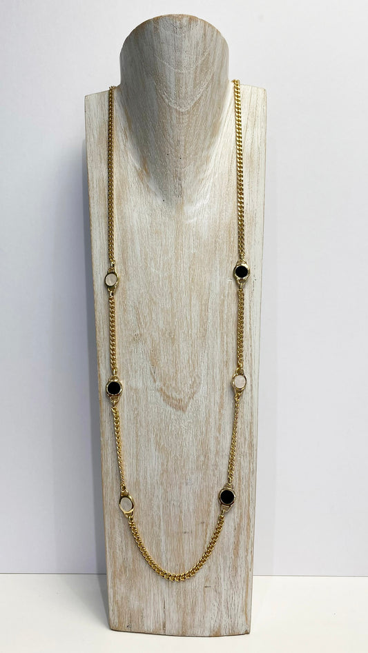 Jasmine long necklace (Gold Black/Cream)