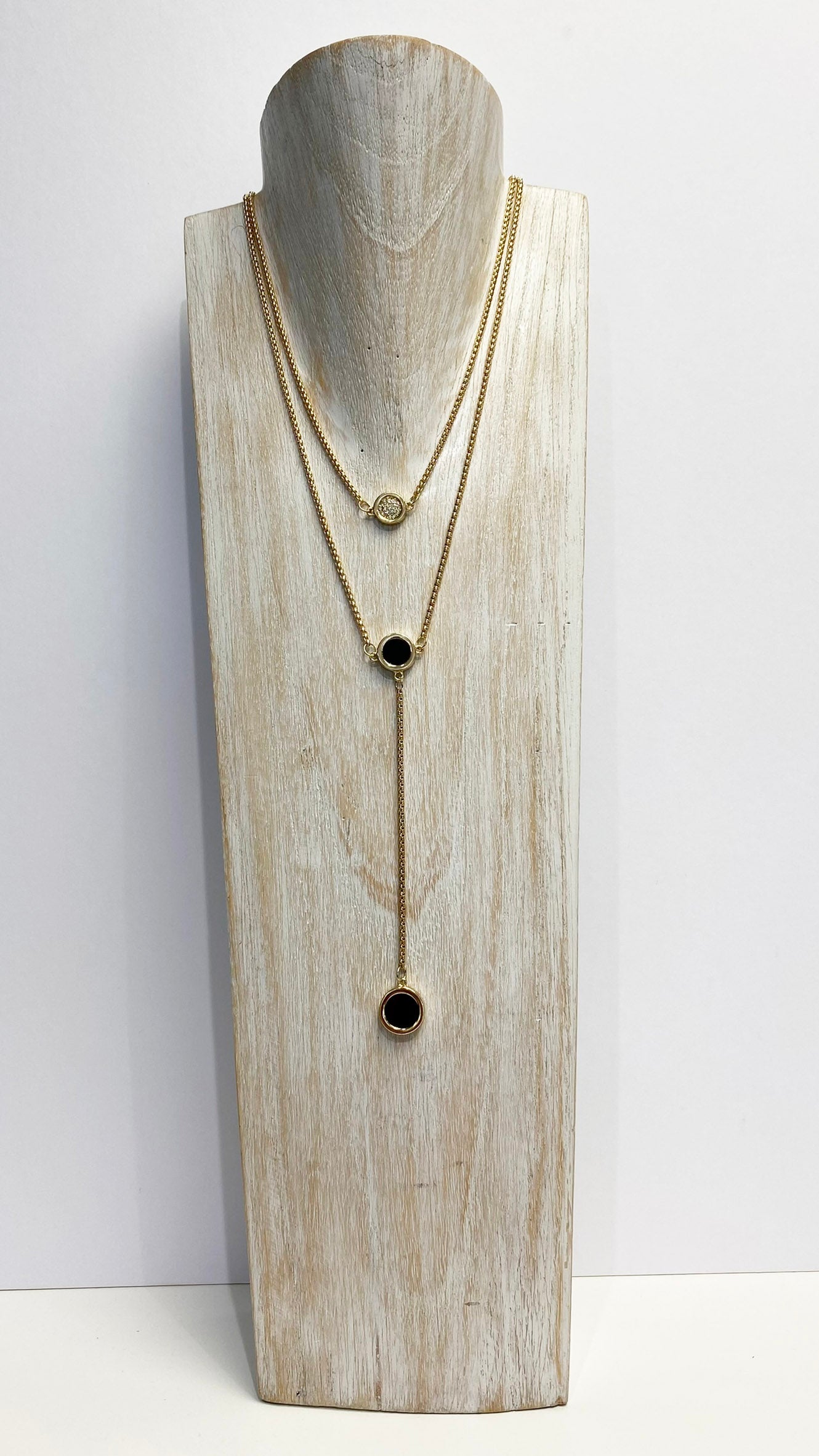 Madeline short necklace (Gold Black/Cream)