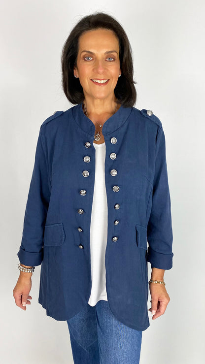 Military-inspired dipped back denim jacket | 2 Colours