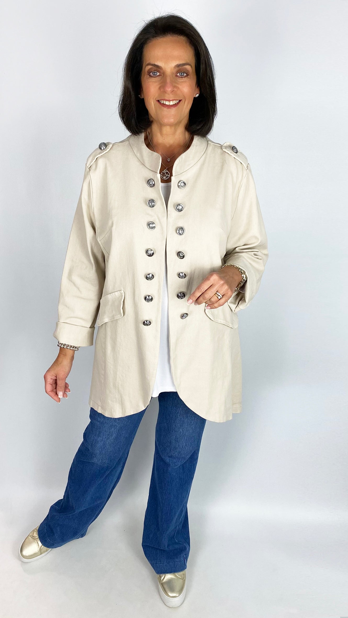 Military-inspired dipped back denim jacket | 2 Colours