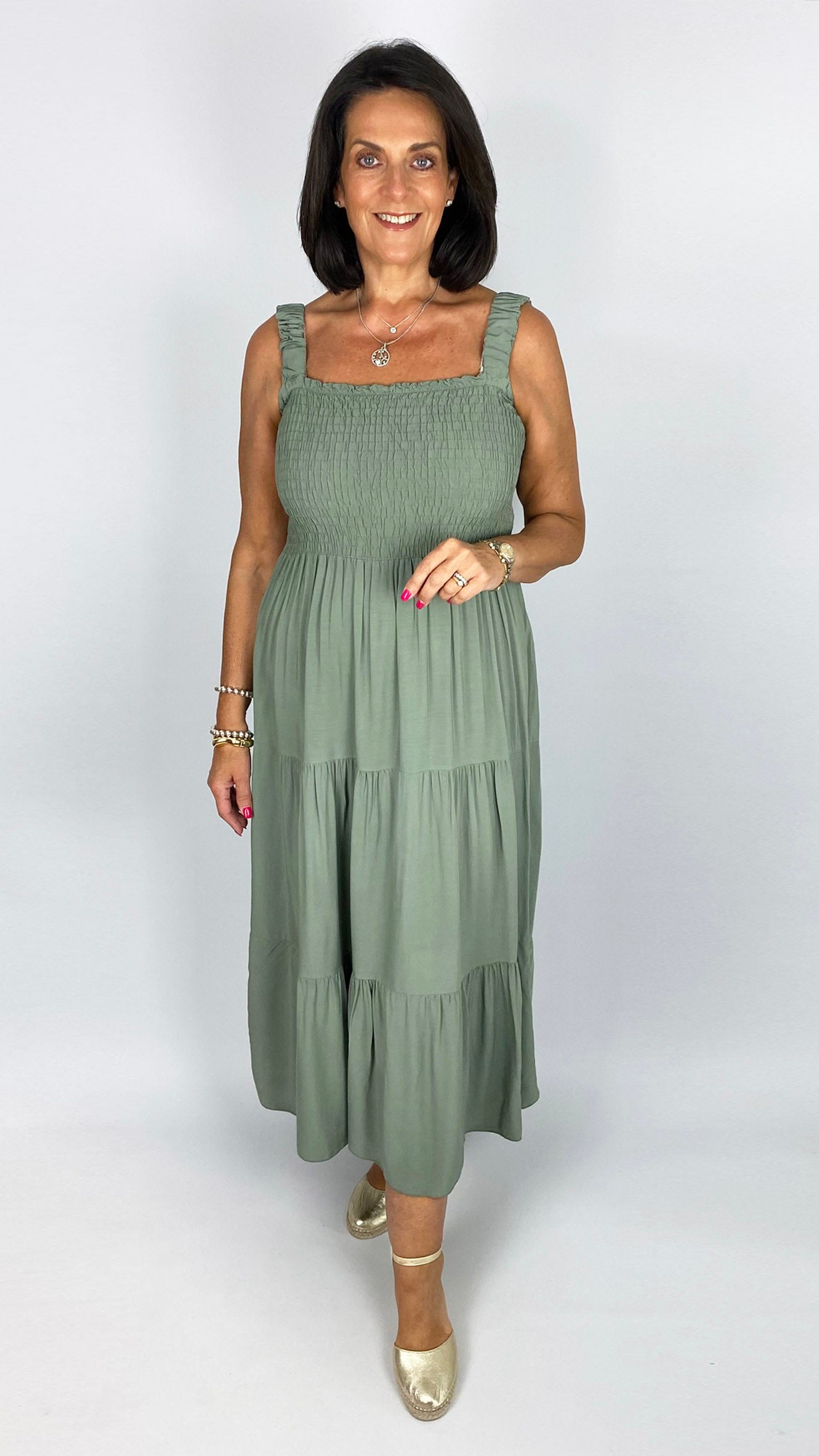 Shirred bust tiered maxi dress | 7 Colours