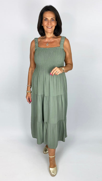 Shirred bust tiered maxi dress | 7 Colours
