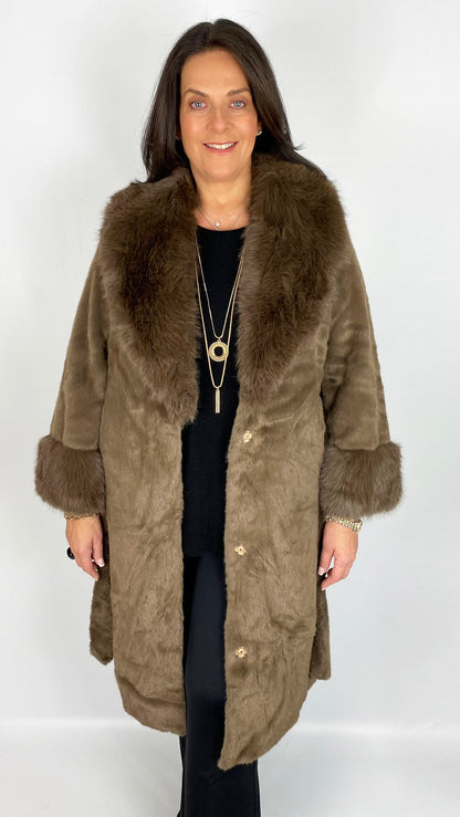 Luxury faux fur belted coat (2 Colours) by Malissa J