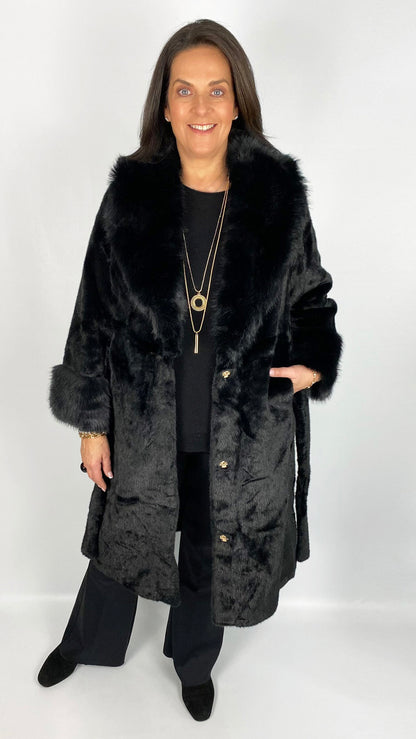 Luxury faux fur belted coat (2 Colours) by Malissa J